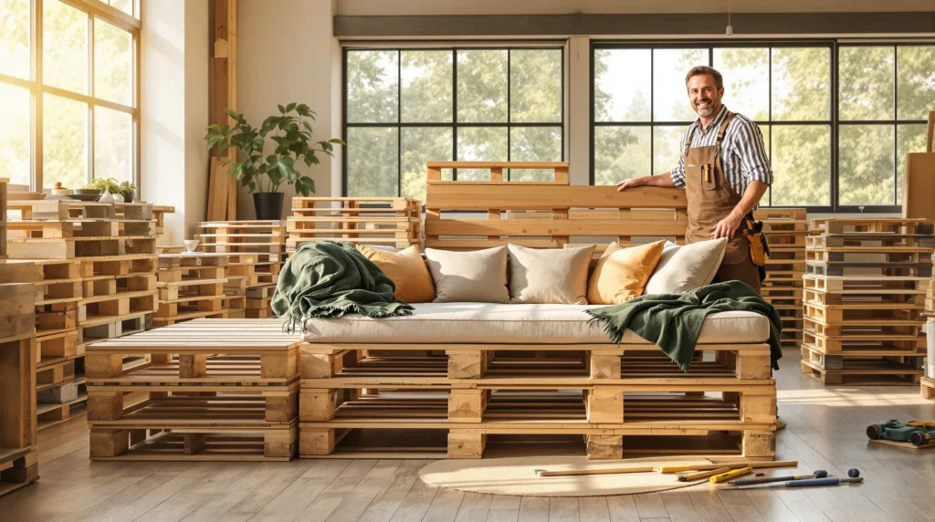 ein erfahrener heimwerker zeigt dir schritt für schritt, wie du aus paletten in kurzer zeit ein bequemes sofa selber bauen kannst.