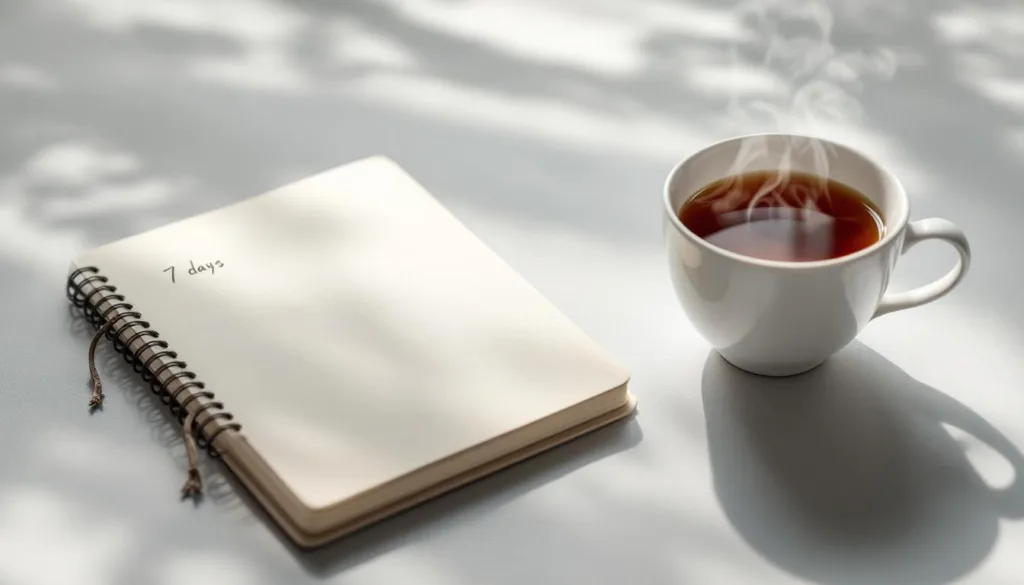 erfahren sie, wie ich durch sieben tage diskrete gesten meinen stresslevel erheblich reduzieren konnte. entdecken sie einfache techniken für mehr gelassenheit im alltag.