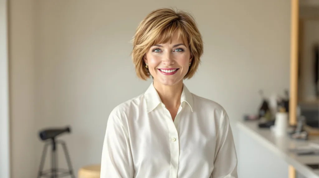 entdecken sie, warum kurze stufenschnitte frauen ab 50 jünger und frischer aussehen lassen. tipps für einen modernen und jugendlichen look.