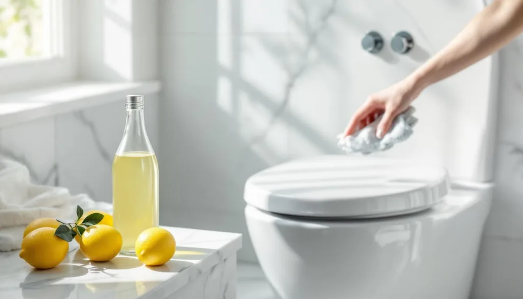 natürliche wc-reinigung ohne bleichmittel und chemie: zitronensäure sorgt für gründliche sauberkeit und frischen duft im bad.